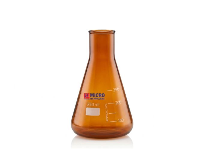 Amber Erlenmeyer Conical Flask Narrow Mouth for Light-Sensitive Laboratory Applications - Product Image