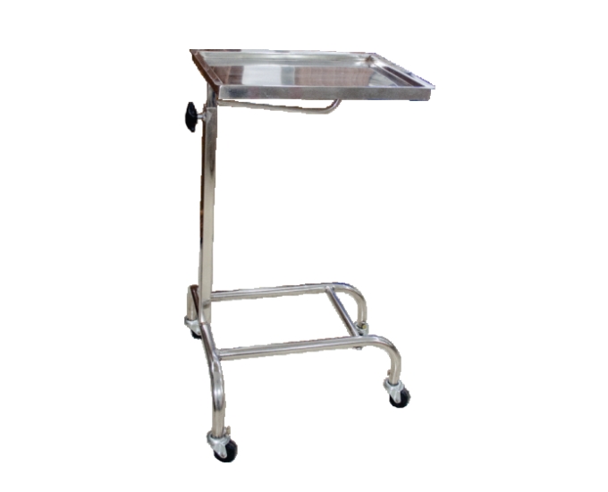Mayo Instrument Trolley with Stainless Steel Tray and Adjustable Height