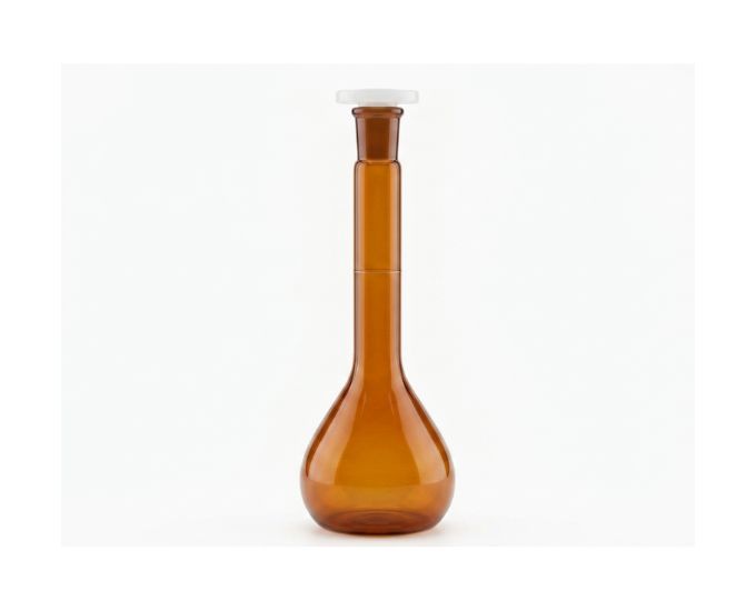 High-Precision Amber Class B Volumetric Flask with PP Stopper for Laboratory Use