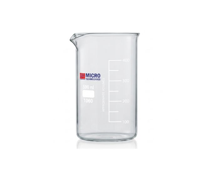 Laboratory Tall Form Beaker with Pour Spout for Heating and Liquid Handling