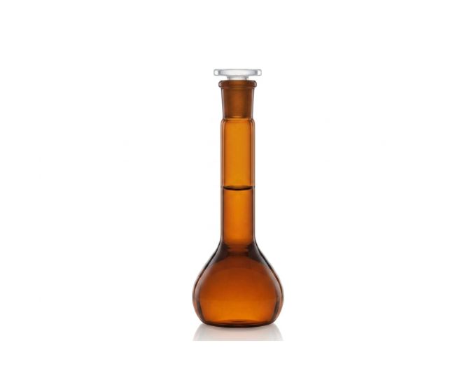 Wide Mouth Amber Class A Volumetric Flask with PP Stopper for Laboratory Use