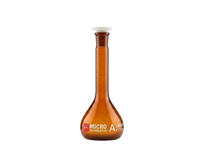 High-Precision USP Amber Class A Volumetric Flask with PP Stopper - Product Image