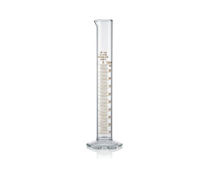 Class A Graduated Cylinder with Pour Out and Hexagonal Base for Laboratory Use