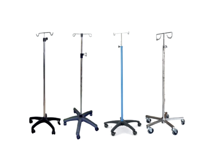 Adjustable IV Stand with Castors and Multi Hook Support