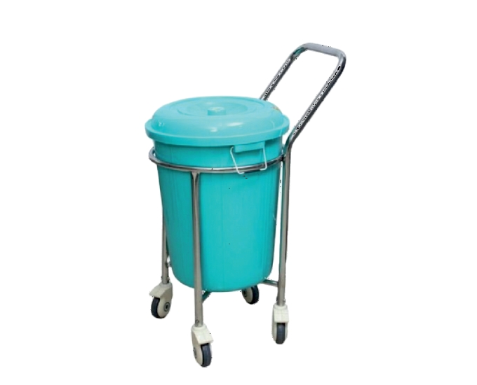 Hospital Linen Trolley with Plastic Bucket and Push Handle