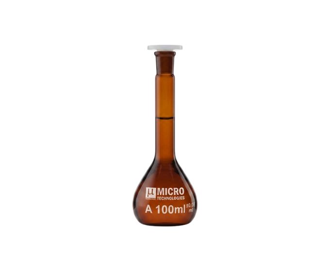 High-Precision Amber Class B Volumetric Flask with PP Stopper - Product Image