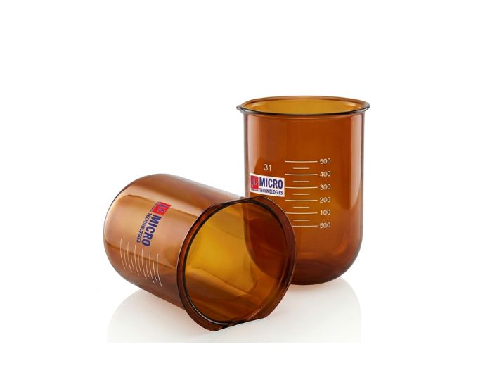 Amber USP Dissolution Test Flask with Side Cut for Light-Sensitive Pharmaceutical Analysis - Product Image