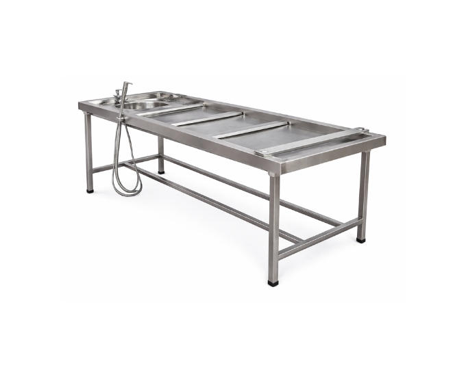 Stainless Steel Autopsy Table with Sink and Sliding Body Supports