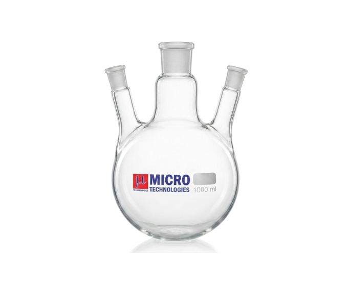 Three Neck Round Bottom Flask with Angled Side Necks for Advanced Laboratory Reactions - Product Image