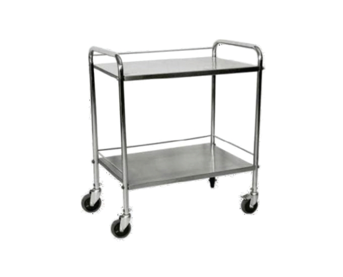 Two Shelf Instrument Trolley with Stainless Steel Frame and Railings