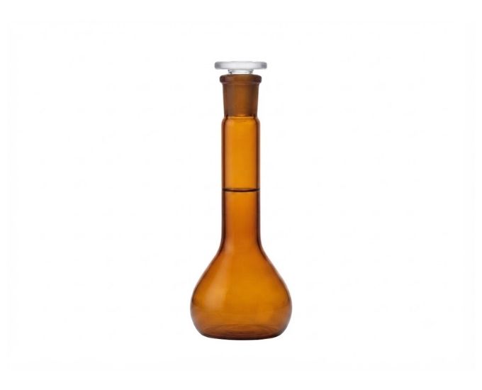 Wide Mouth Amber Class A Volumetric Flask with PP Stopper