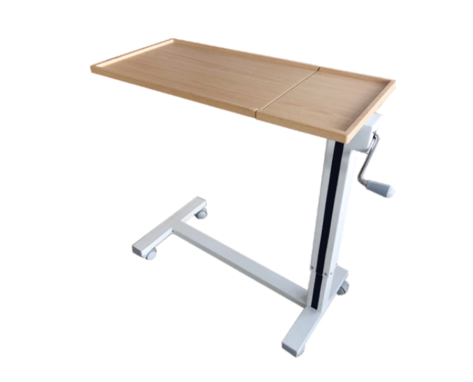 Adjustable Cardiac Overbed Table with Gear Handle and Castors
