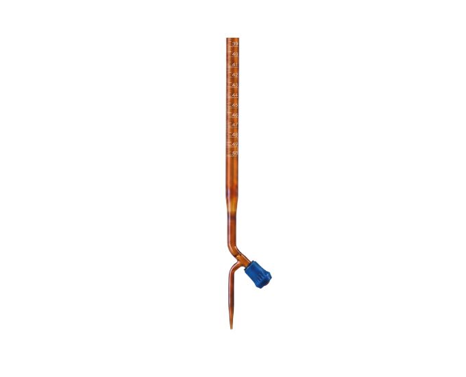 Amber Coated Class B Laboratory Burette with PTFE Stopcock for Routine Titration