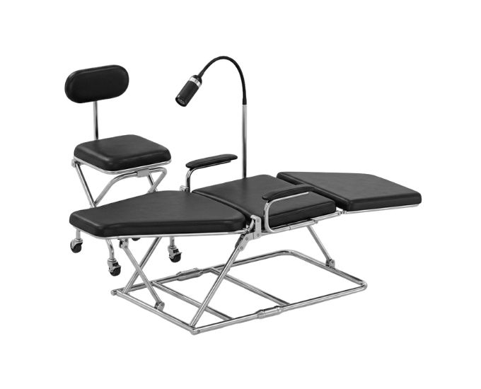 Portable Dental Chair Unit with Stool for Mobile Clinics and Field Treatments