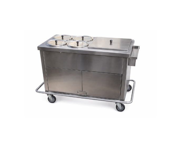Hospital Food Trolley with Bowls, Tray and Shelf Storage