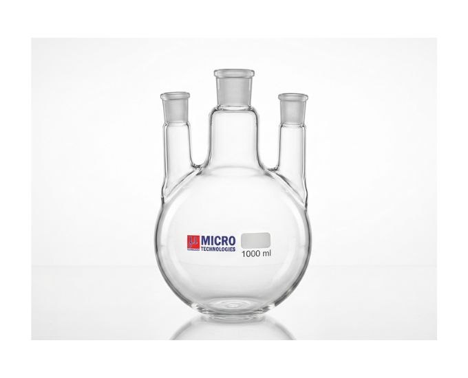 Three Neck Round Bottom Flask with Parallel Side Necks for Advanced Reaction Systems - Product Image