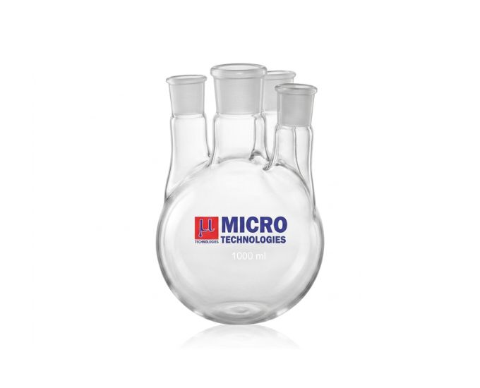 Four Neck Round Bottom Flask with Parallel Joints for Advanced Laboratory Reaction Systems - Product Image