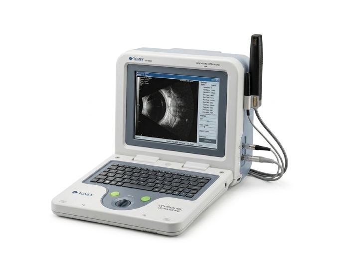 Portable Ophthalmic B-Scan Ultrasound with High Gain Imaging and Advanced Workstation