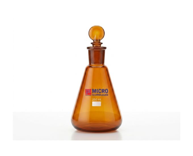 Amber Erlenmeyer Conical Flask with Interchangeable Stopper - Product Image