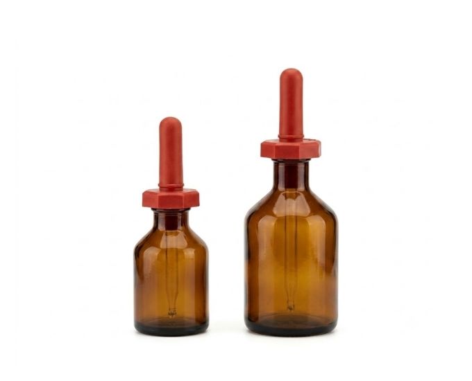 Amber Glass Dropping Bottles with Rubber Teat - Product Image