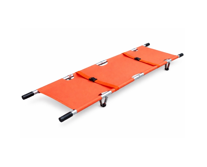 Two Fold Stretcher for Emergency Patient Transport with Compact Folding Design