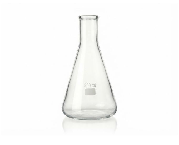 Erlenmeyer Conical Flask Long Neck Without Rim for Culture Work and Laboratory Use
